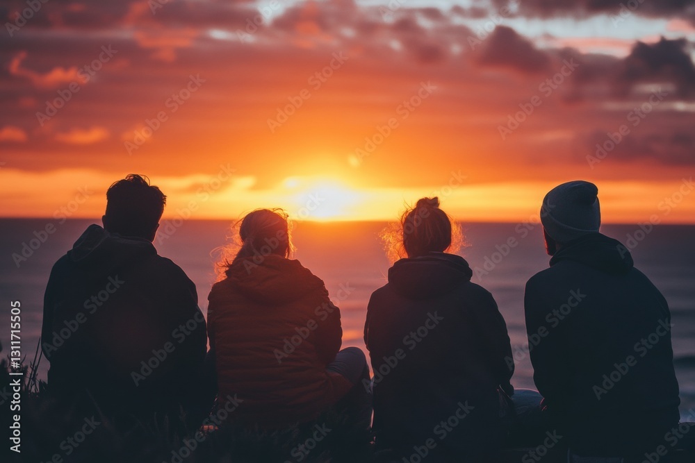 Friends Watching a Beautiful Sunset Together Friends Watching a Beautiful Sunset Together