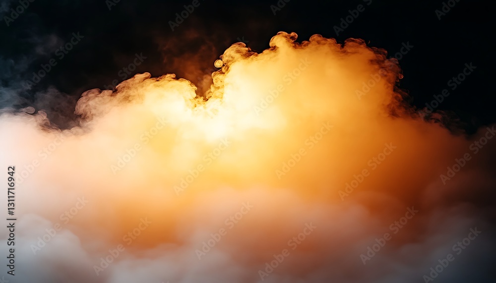 Naklejka premium Clouds with warm orange light. Use for concept art or backgrounds