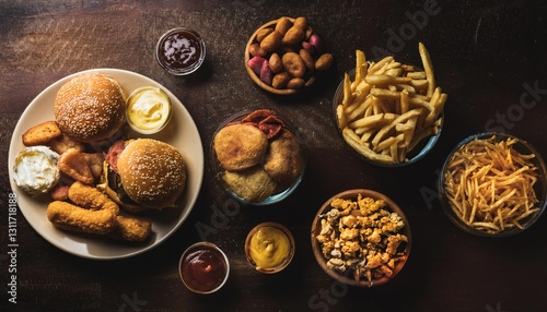 Multiple type of Fast food  photo