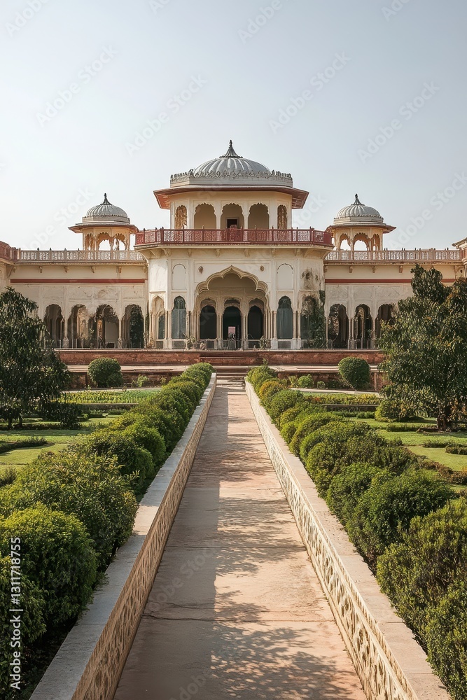 Fototapeta premium Majestic palace showcasing intricate architecture, grand halls, and sprawling gardens, a testament to timeless elegance.
