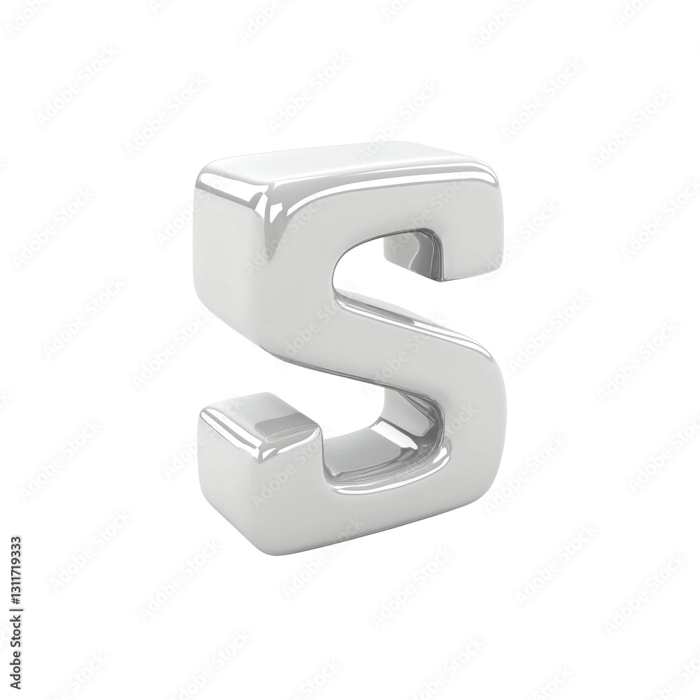 3D Render of a Shiny Metallic Silver Letter S 3D Render of a Shiny Metallic Silver Letter S