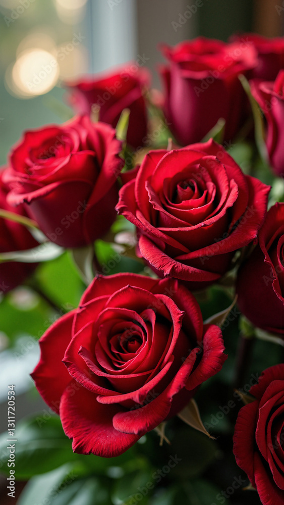 A Captivating Bouquet of Lush Red Roses Perfect for Valentine's Day, Weddings, and Romantic Floral Promotions A Captivating Bouquet of Lush Red Roses Perfect for Valentine's Day, Weddings, and Romantic Floral Promotions