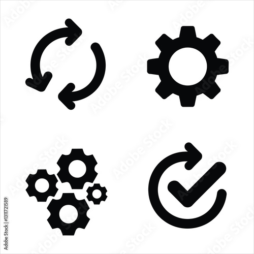 Industrial Gear Mechanism Icon. Mechanical Engineering and Technology Vector Illustration.