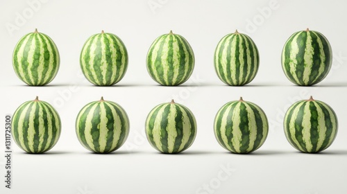 Studio shot of watermelons, perfect spheres, on white background, for food photography or digital design photo