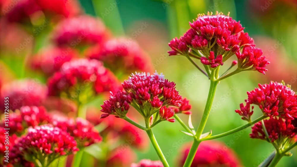 Vibrant Red Valerian Flower Buds Ready to Bloom - Close-Up Stock Photo
