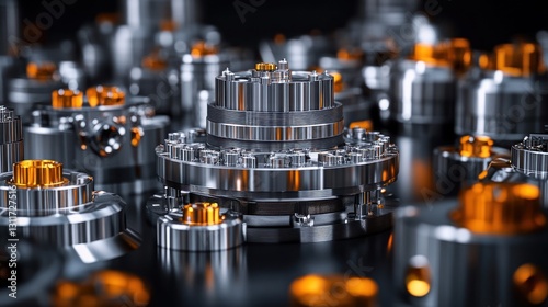 Precise Engineering: A Close-Up of Complex Metal Gears and Components