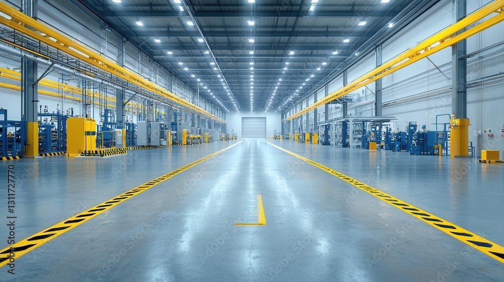Fototapeta premium Wide angle view of a spacious and technologically advanced industrial facility