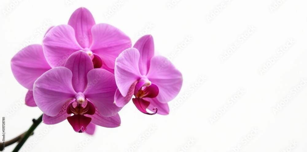 Cluster of vibrant pink orchids against stark white, showcasing intricate details , high-resolution, white background, details Cluster of vibrant pink orchids against stark white, showcasing intricate details , high-resolution, white background, details
