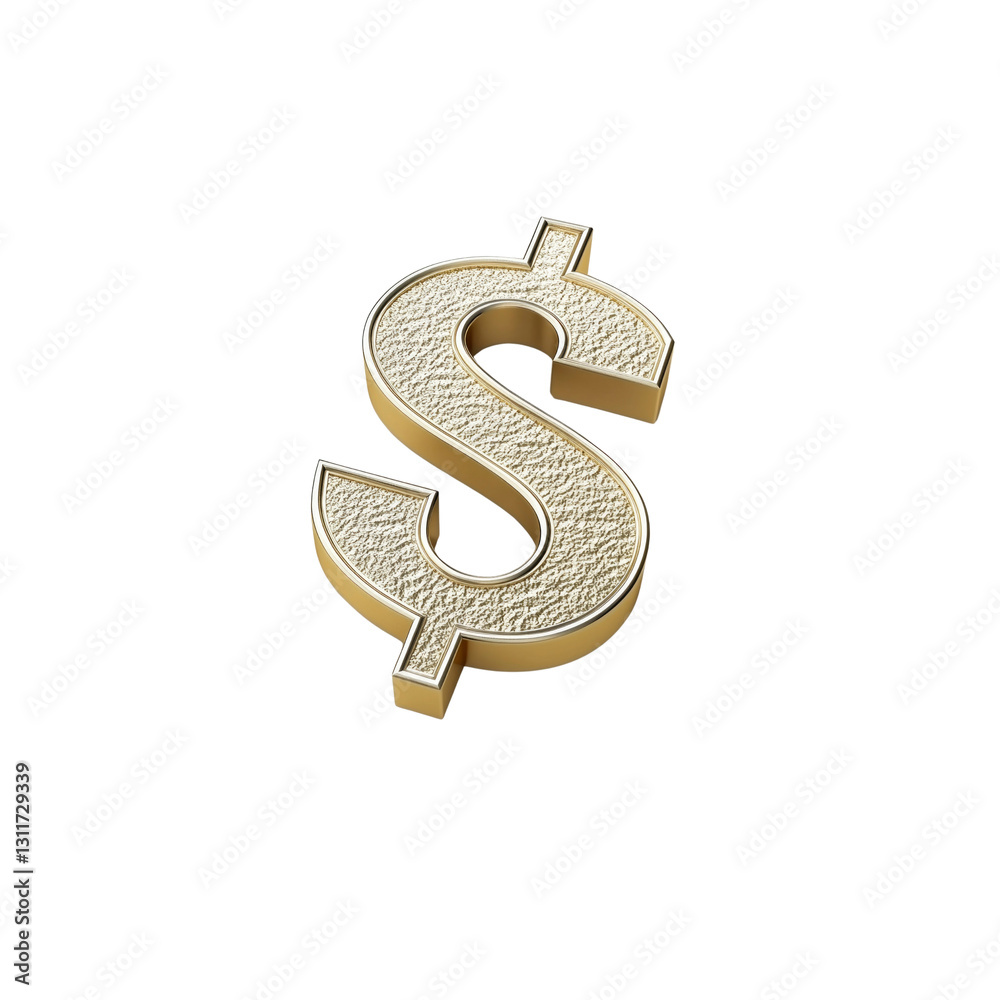 3D Render of a Golden Dollar Sign with Textured Surface 3D Render of a Golden Dollar Sign with Textured Surface