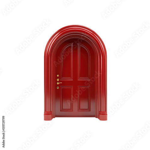 Elegant Red Arched Doorway - Architectural Entrance