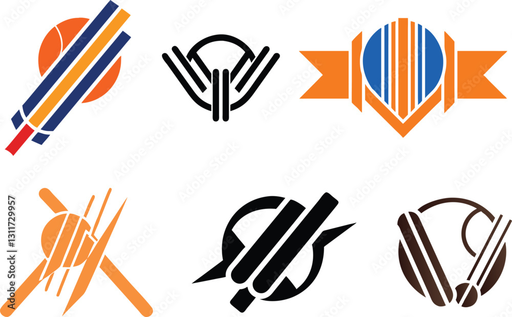 Fototapeta premium Colorful Cricket Logos for Sports Teams
