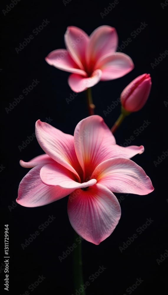 Fototapeta premium Delicate petals, vibrant hues, black backdrop, black background, dark, spring