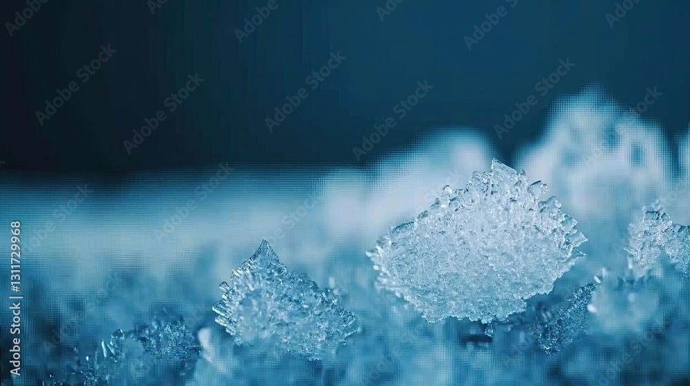 Iceberg melting concept. Close-up of sparkling ice crystals with a cool blue backdrop, showcasing nature's beauty. Iceberg melting concept. Close-up of sparkling ice crystals with a cool blue backdrop, showcasing nature's beauty.