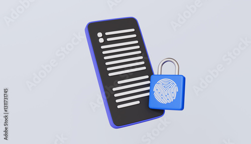 Symbolizing data protection and mobile security, smartphone with fingerprint padlock photo