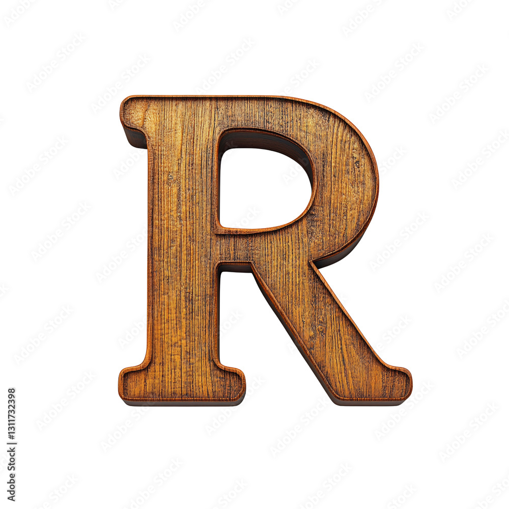 Rustic Wooden Letter R - 3D Render of Capital Letter R in Brown Wood Texture Rustic Wooden Letter R - 3D Render of Capital Letter R in Brown Wood Texture
