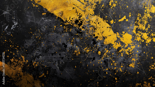 Black and yellow grunge abstract texture background banner