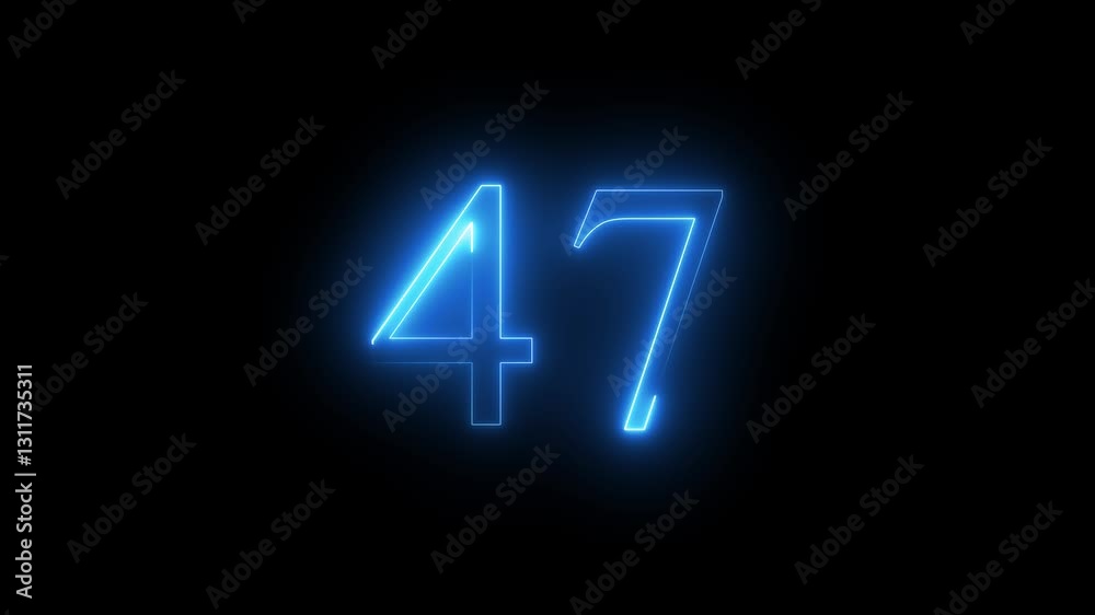 Neon number 47 with alpha channel, neon numbers, number forty seven Neon number 47 with alpha channel, neon numbers, number forty seven