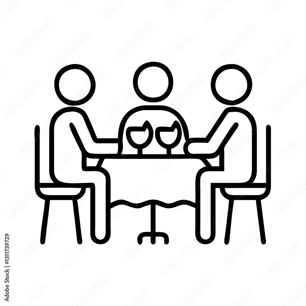 family dinner icon, family dinner line art - simple line art of family dinner, perfect for family dinner logos and icons family dinner icon, family dinner line art - simple line art of family dinner, perfect for family dinner logos and icons