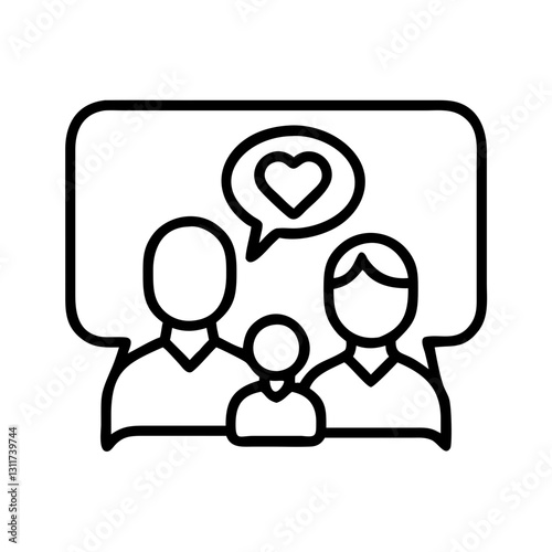 family chat icon, family chat line art - simple line art of family chat, perfect for family chat logos and icons
