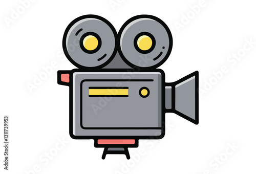Filmmaking Camera vectors, A vector icon of a filmmaker's clapboard, commonly used in Hollywood film productions. This illustration features a classic film clapperboard, traditionally used to mark.