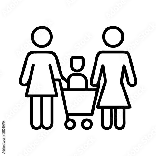 family shopping icon, family shopping line art - simple line art of family shopping, perfect for family shopping logos and icons