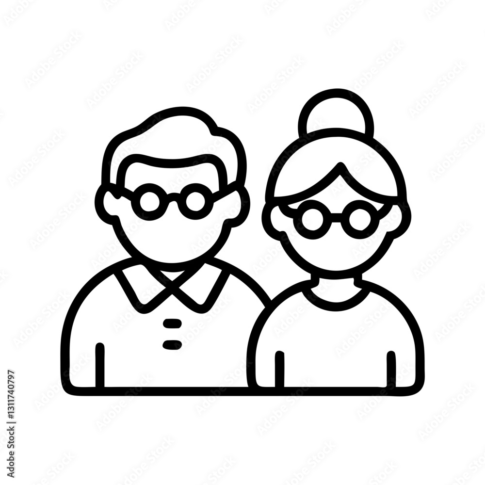 grandparents icon, grandparents line art - simple line art of grandparents, perfect for grandparents logos and icons grandparents icon, grandparents line art - simple line art of grandparents, perfect for grandparents logos and icons