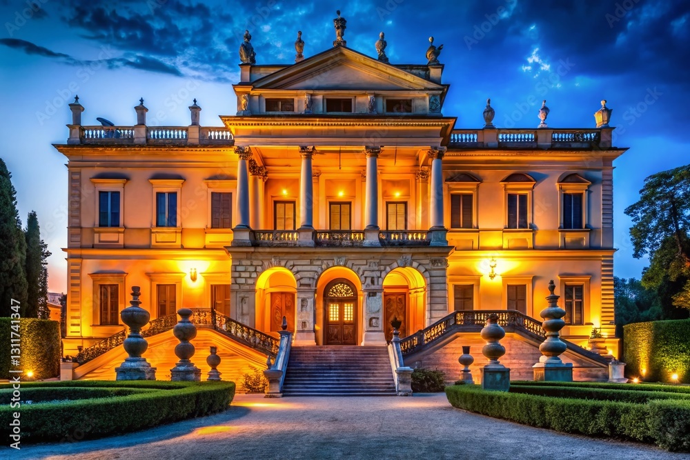 Fototapeta premium Villa Pisani at Night: Low Light Italian Architecture Photography