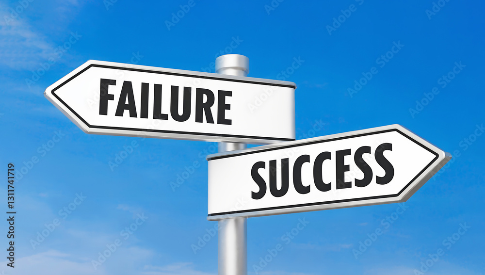 Success or Failure? Directional Road Signs Representing Decision-Making & Motivation – Business, Career, and Life Choices Concept Success or Failure? Directional Road Signs Representing Decision-Making & Motivation – Business, Career, and Life Choices Concept