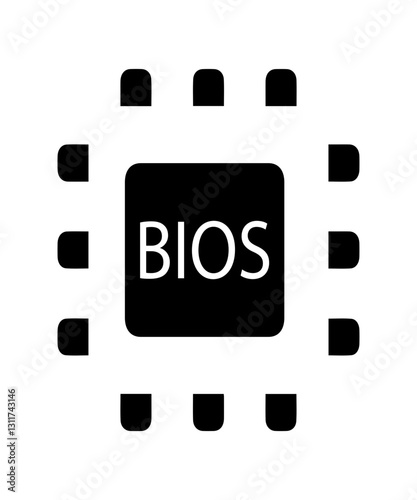 Bios chip icon filled with black