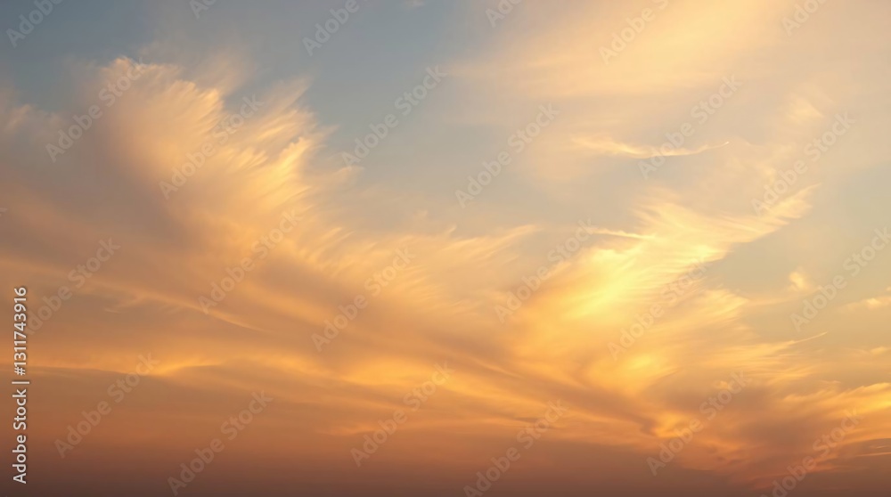Fototapeta premium Ethereal Sunset with Wispy Cirrus Clouds