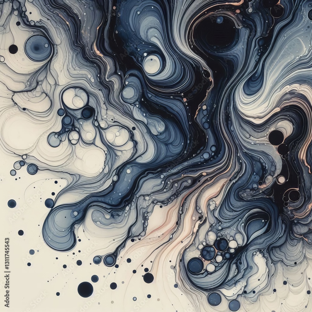 Fluid ink patterns with unpredictable shapes and flowing lines e Fluid ink patterns with unpredictable shapes and flowing lines e