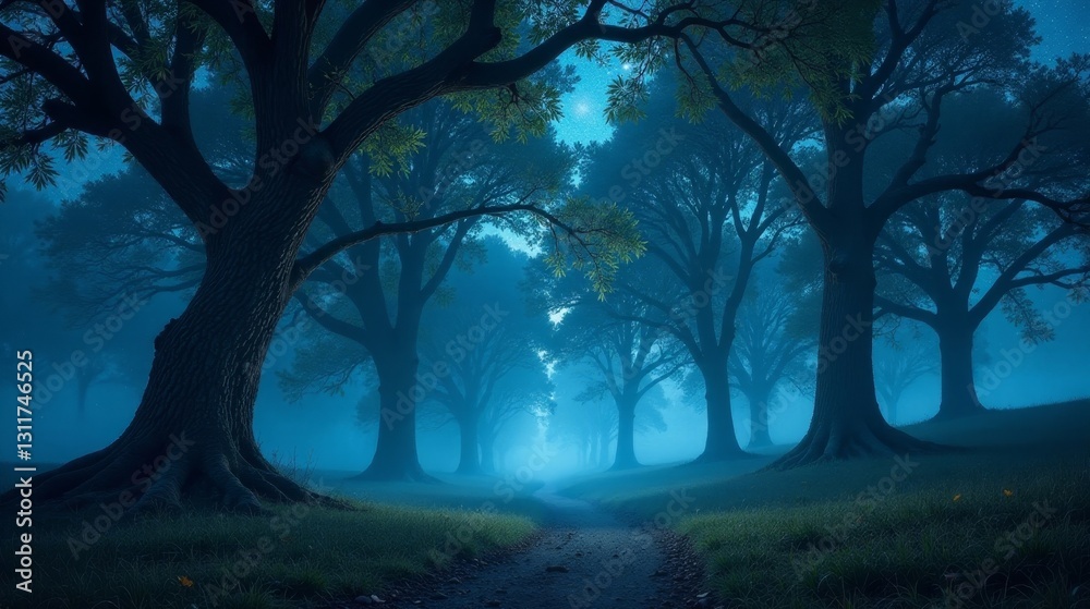 Enchanted Night Forest Path A Mystical Journey Through a Dreamlike Woodland at Twilight Enchanted Night Forest Path A Mystical Journey Through a Dreamlike Woodland at Twilight