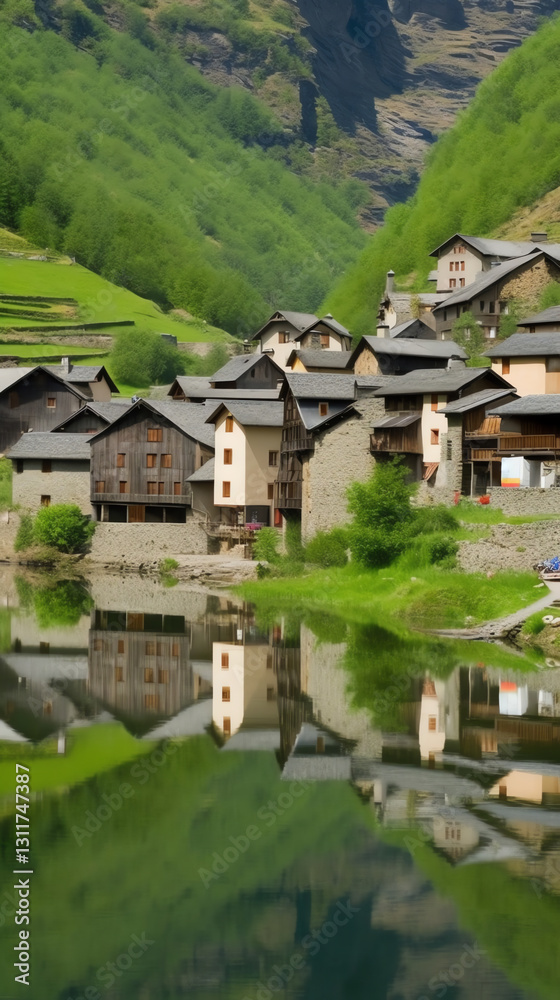 Fototapeta premium Village at Mountain's Foot