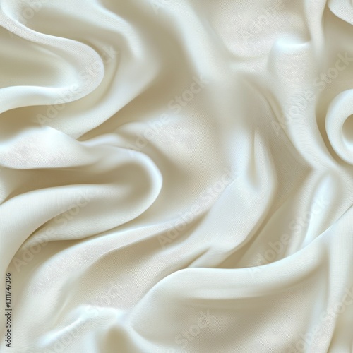 Luxurious cream silk fabric close-up with elegant soft folds and smooth texture