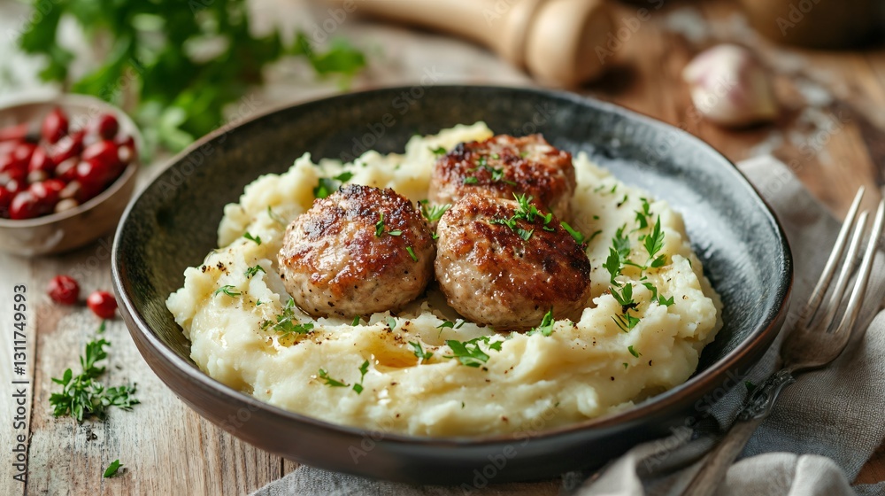 Rustic Mashed Potatoes with Pozharsky Cutlet