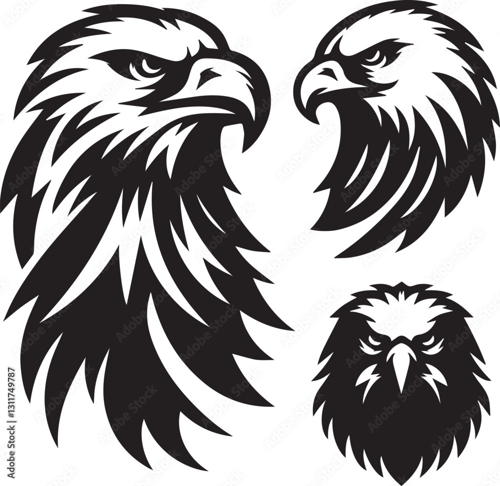 Fototapeta premium black eagle head vector, eagle head silhouette vector, eagle head logo vector, eagle head vector icon, eagle silhouette vector isolated on white background