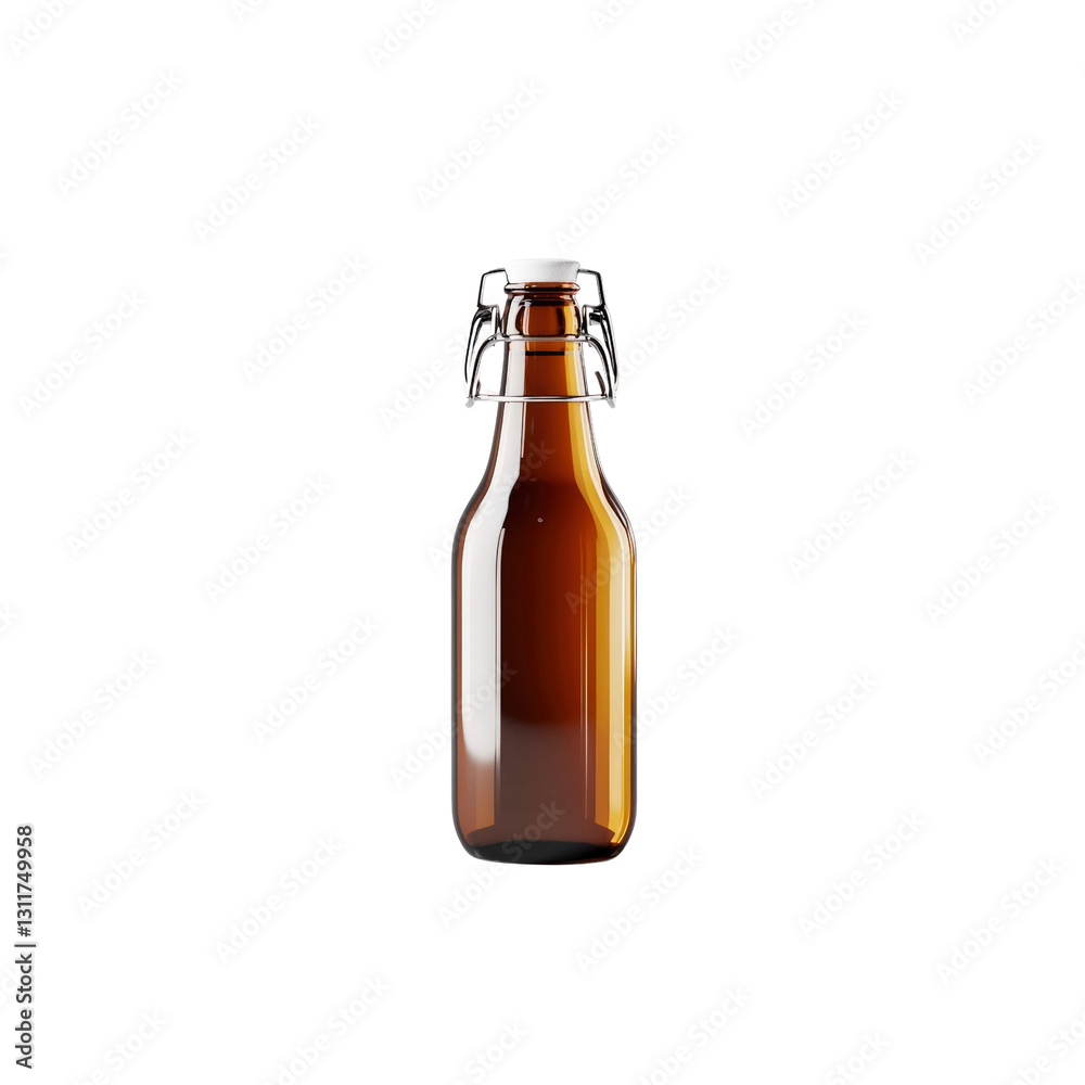 Amber Glass Swing Top Bottle Mockup - Beverage Packaging Design