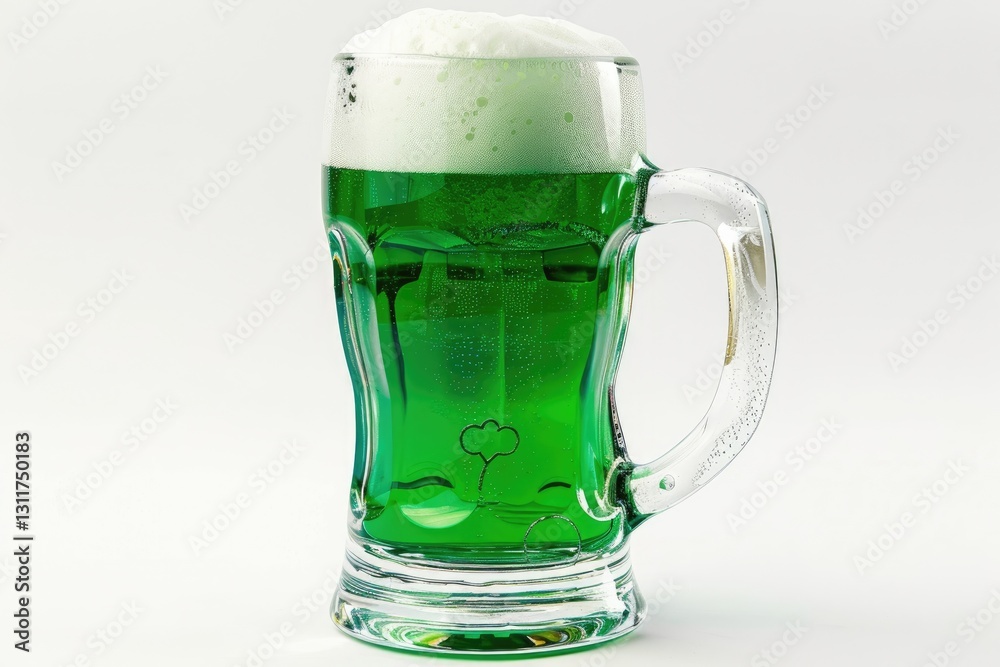 Green beer mug with white foam isolated on white background Green beer mug with white foam isolated on white background