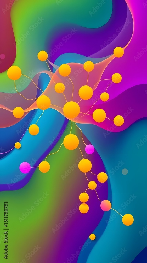 Fototapeta premium Dynamic Abstract Stakeholder Analysis with Flowing, Interconnected Paths in Bright Hues