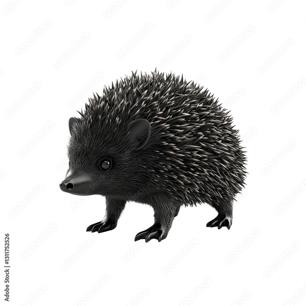 Fototapeta premium Monochrome 3D Render of a Cute Hedgehog