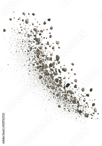High-Resolution Image of Exploding Rocks isolated on white or transparent png background