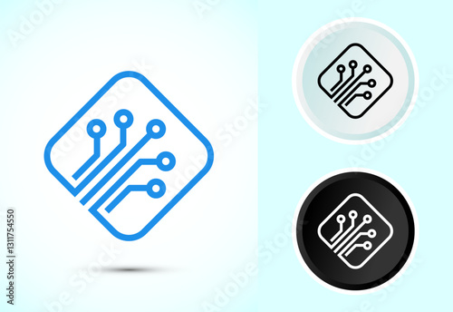 Fiber optic cable icon design illustration. Electric wire sign, digital internet, Color black and white