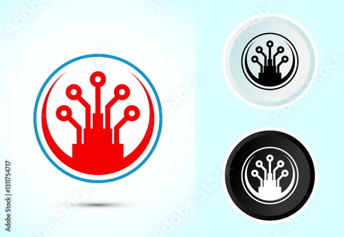 Fiber optic cable icon design illustration. Electric wire sign, digital internet, Color black and white