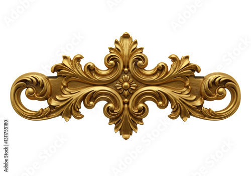 Ornate Gold Decorative Trim Design isolated on white or transparent png background