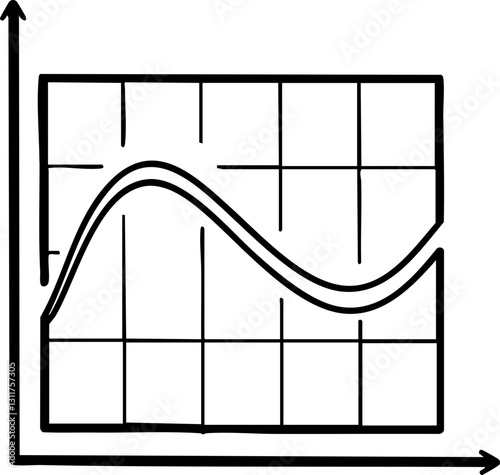 A simple line graph showing fluctuating values over time, with axes labeled for data representation.