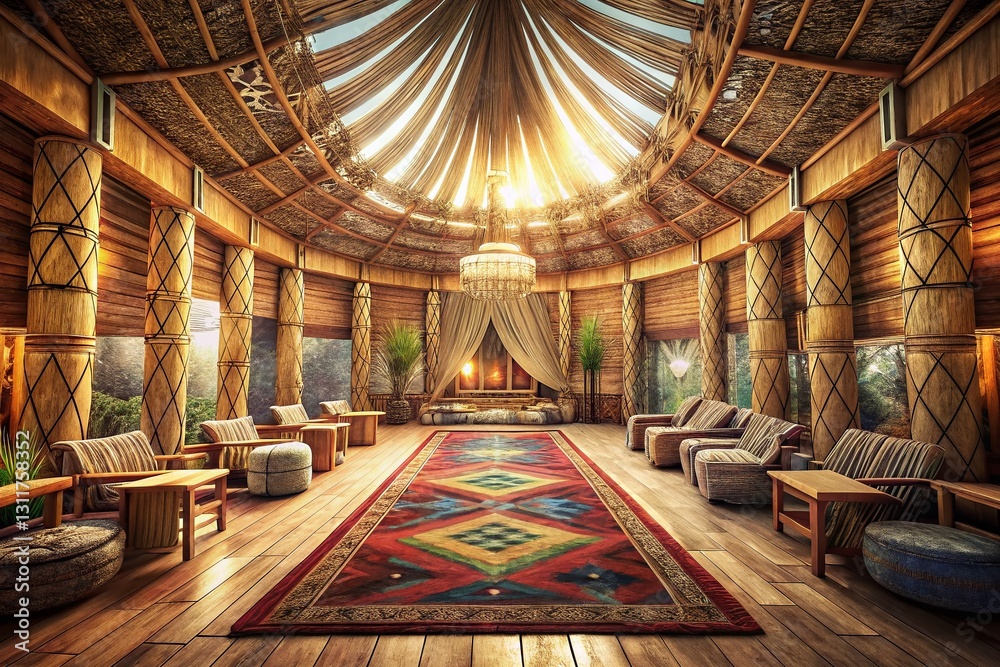 Obraz premium Vintage Eco-Friendly Prayer Hall: Nature-Inspired Textures