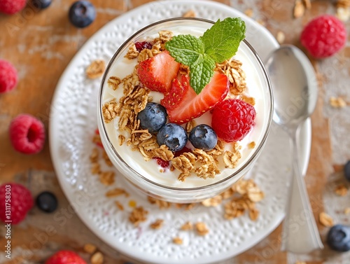 フレッシュベリーとグラノーラのヨーグルトパフェ | Yogurt Parfait with Fresh Berries and Granola photo