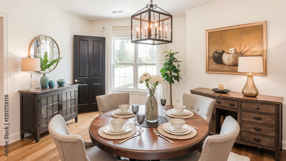 Hosting-ready dining room, cozy living room hosting setup, minimalist hosting table Hosting-ready dining room, cozy living room hosting setup, minimalist hosting table