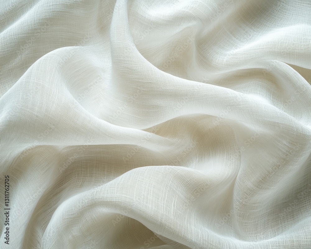 Elegant texture of white silk fabric waves in soft folds Elegant texture of white silk fabric waves in soft folds