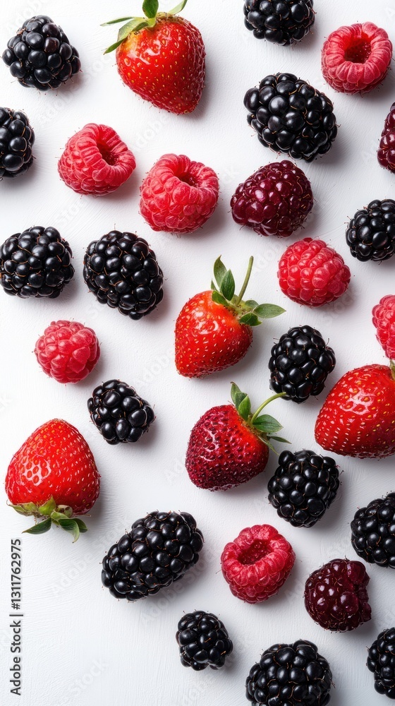 A Collection of Freshly Harvested Red and Black Berries A Collection of Freshly Harvested Red and Black Berries